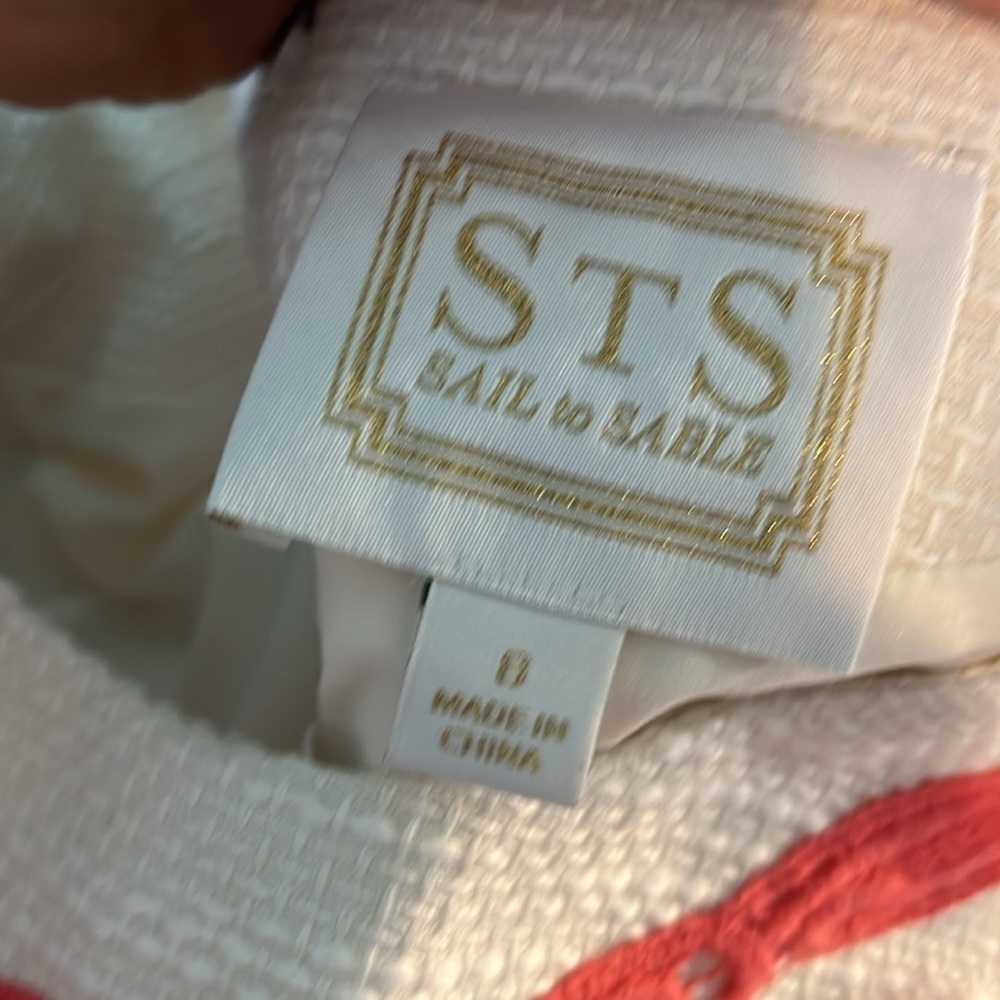 Sail to Sable Dress Tweed Scalloped Coral Trim Twee Short Sleeves Size 8 - Picture 6 of 7